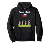 Isola di Pasqua Moai Statue Souvenir Cile Vacanza Bandiera Cile Felpa con Cappuccio