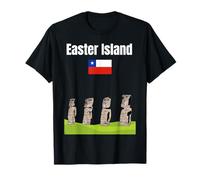 Isola di Pasqua Moai Statue Souvenir Cile Vacanza Bandiera Cile Maglietta