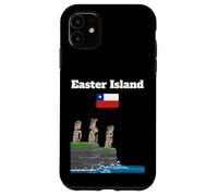 Isola di Pasqua souvenir mare scogliera con moai statua bandiera del Cile Custodia per iPhone 11