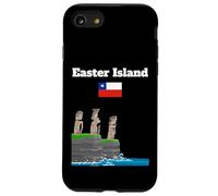 Isola di Pasqua souvenir mare scogliera con moai statua bandiera del Cile Custodia per iPhone SE (2020) / 7/8