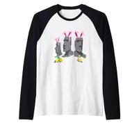 Isola di Pasqua Tee Divertente Festa Grafica Teste Maglia con Maniche Raglan