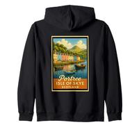 Isola di Skye Portree Scozia Vintage 50s Poster Art Graphic Felpa con Cappuccio
