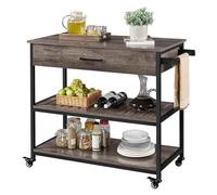 Isola mobile da cucina su ruote con cassetto portaoggetti, carrello multiuso a 3 livelli, ripiani chiudibili, portasciugamani, carrello da cucina moderno a rullo, salvaspazio da cucina