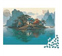 Isola Paesaggio Lago Puzzle 1000 Pezzi Carta Puzzle per Adulti Scena Tranquilla Gioco di Puzzle 1000 Pezzi Relax Decorazione Regalo Famiglia 70x50cm/1000pcs