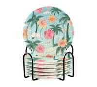 Isola Palm Flower Sottobicchieri per bevande con supporto