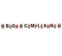 Isola Party Festone con scritta Buon Compleanno a tema Milan per addobbi e decorazioni compleanno| Feste di compleanno bambini| Dimensioni: 215x15 cm| 1 pezzo| Multicolore