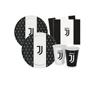 Isola Party Kit Festa di Compleanno Juventus per 16 Persone Eco-Friendly (16 Piatti ⌀ 23 cm, 16 Bicchieri 266 ml, 20 Tovaglioli 33x33 cm)