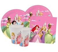 Isola Party Kit festa di compleanno Princess Dreaming per 16 persone eco-friendly (16 piatti di carta ⌀ 23 cm, 16 bicchieri di plastica 200 ml, 20 tovaglioli di carta 33x33 cm)