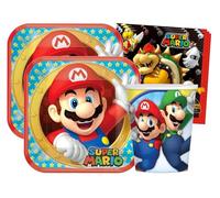 Isola Party Kit Festa di Compleanno Super Mario per 16 Persone Eco-Friendly (16 Piatti ⌀ 23 cm, 16 Bicchieri 266 ml, 20 Tovaglioli 33x33 cm di Carta)