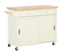 Isola per Cucina 110x49,5x89,5 cm con Cassetti Armadietto e Portasciugamani in Legno e MDF Bianco