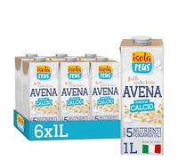 Isola Plus - Bevanda Vegetale d'Avena 6x1L, Fonte di Calcio, Proteine e Vitamine, Senza Zuccheri Aggiunti, con Vitamina D, B2, B12, Vegan