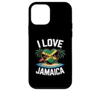Isola sulla spiaggia con bandiera I Love Jamaica Heartbeat Custodia per iPhone 12 mini