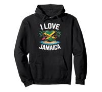 Isola sulla Spiaggia con Bandiera I Love Jamaica Heartbeat Felpa con Cappuccio