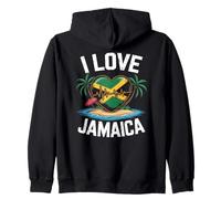 Isola sulla Spiaggia con Bandiera I Love Jamaica Heartbeat Felpa con Cappuccio