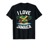 Isola sulla Spiaggia con Bandiera I Love Jamaica Heartbeat Maglietta