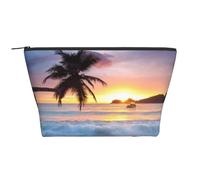 Isola tropicale della palma di alba, Borsa da toilette Borsa per trucco Borsa per cosmetici Borsa da toilette da viaggio portatile