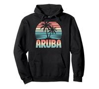 Isola Tropicale di Aruba, Tramonto sulla Spiaggia retrò e Palme Felpa con Cappuccio