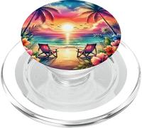 Isola tropicale spiaggia onda tramonto scena PopSockets PopGrip per MagSafe