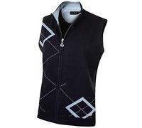 Isola Verda Golf IGLKNT1754 Womens Strato Intermedio Zip Up Jacquard Foderato Diamante Patterned Full Zip Jumper Maglioni Pullover, Nero, Formato 12