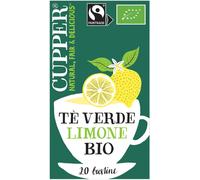CUPPER Lively Tè Verde con Limone Biologico e Fairtrade, Tè Leggero, Ingredienti da Agricoltura Biologica, Filtri 100% Biodegradabili, Confezione da 20 Bustine