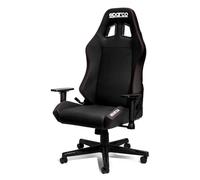 Isolamenti Sparco Sedia Ufficio Gaming Coach, Schienale Reclinabile 150°, Braccioli 2D, Supporto Lombare, Ecopelle, 60x60x100 cm (Nero - Cuciture Rosse)