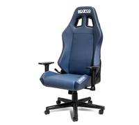 Isolamenti Sparco Sedia Ufficio Gaming Coach, Schienale Reclinabile 150°, Braccioli 2D, Supporto Lombare, Ecopelle, 60x60x100 cm (Blu Marine)