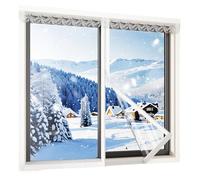 Isolamento per finestre camera da letto invernale Balcone Finestra Guarnizione l'inverno Involucro isolante termico Pellicola a bolle di plastica addensata riutilizzabile con cern bianco W100cm,H50cm