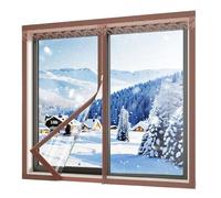 Isolamento per finestre camera da letto invernale Balcone Finestra Guarnizione l'inverno Involucro isolante termico Pellicola a bolle di plastica addensata riutilizzabile con cern caffè W100cm,H100cm