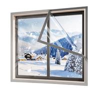 Isolamento per finestre, pellicola trasparente con cinghie adesive, involucro per finestre in plastica riutilizzabile per la copertura isolante termica impermeabile addensata pe grigio. W200cm,H150cm