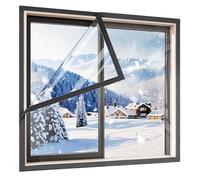 Isolamento per finestre, pellicola trasparente con cinghie adesive, involucro per finestre in plastica riutilizzabile per la copertura isolante termica impermeabile addensata per l nero W120cm,H200cm