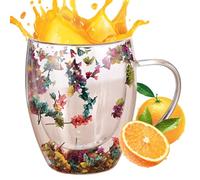 isolante, a doppia parete, per il latte, espresso, resistente al calore, trasparente, per il cappuccino, con motivo floreale