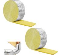 Isolante in Lana di Vetro per Tubi, Rotolo di 10M, Isolamento Termico e Acustico, Fibra di Vetro,per interni ed esterni, protezione dagli agenti atmosferici gelidi (2 PCS)