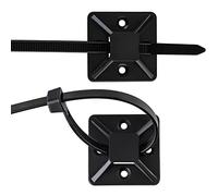 ISOLATECH 10 pz. fascette 250mm x 4,8mm nere con 10 basi adesive 28mm x 28mm - Fissaggio cavi autoadesivo resistente ai raggi UV, per uso interno ed esterno