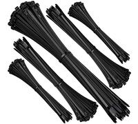 ISOLATECH fascette nere resistenti ai raggi UV grandi piccole lunghe piatte Set 500 pezzi 100 pezzi ciascuno: 100 mm x 2,5 mm, 150 mm x 2,5 mm, 200 mm x 2,5 mm, 250 mm x 2,5 mm, 300 mm x 3,6 mm