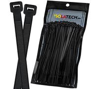 ISOLATECH Fascette stringicavo nero, resistenti ai raggi UV, 500 pezzi, 450 mm x 7,6 mm, grandi piccoli, larghe, sottili, extra resistenti, richiudibili, in nylon di qualità industriale