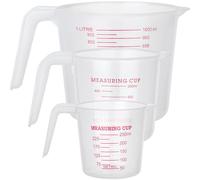 ISOLATECH set misurini 3 pezzi 250 ml, 500 ml e 1000 ml con scale di misurazione e manico, in plastica trasparente alimentare e resistente al calore, per cucina, industria e laboratorio