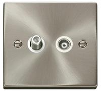 Isolato Satellitare & Coassiale Prese, 2 Banda, Cromo Satinato - VPSC157WH