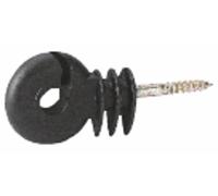 Isolatore nero ad anello con vite per legno ø 6mm - 25 pz