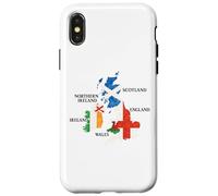 Isole britanniche Mare Irlanda Scozia Galles Inghilterra Mappa Monete Custodia per iPhone X/XS