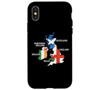 Isole britanniche Mare Irlanda Scozia Galles Inghilterra Mappa Monete Custodia per iPhone X/XS