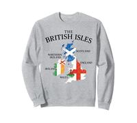 Isole britanniche Mare Irlanda Scozia Galles Inghilterra Mappa Monete Felpa