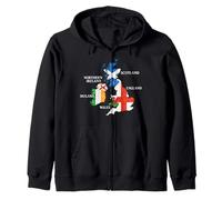 Isole britanniche Mare Irlanda Scozia Galles Inghilterra Mappa Monete Felpa con Cappuccio