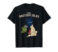 Isole britanniche Mare Irlanda Scozia Galles Inghilterra Mappa Monete Maglietta