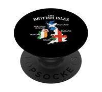 Isole britanniche Mare Irlanda Scozia Galles Inghilterra Mappa Monete PopSockets PopGrip Adesivo