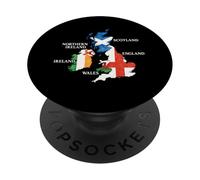 Isole britanniche Mare Irlanda Scozia Galles Inghilterra Mappa Monete PopSockets PopGrip Adesivo