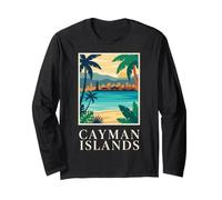 Isole Cayman Caraibi Spiaggia Costiera Retro Art Maglia a Manica