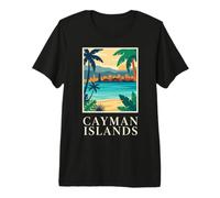 Isole Cayman Caraibi Spiaggia Costiera Retro Art Maglietta Premium