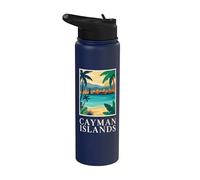 Isole Cayman Caraibi Spiaggia Costiera Retro Art Stainless Steel Insulated Water Bottle