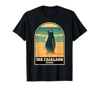 Isole Falkland Vintage Travel Design con pinguino Illustra Maglietta