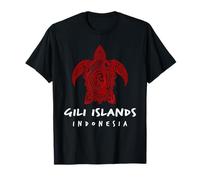 Isole Gili Indonesia Tribal Sea Turtle Island Design Maglietta